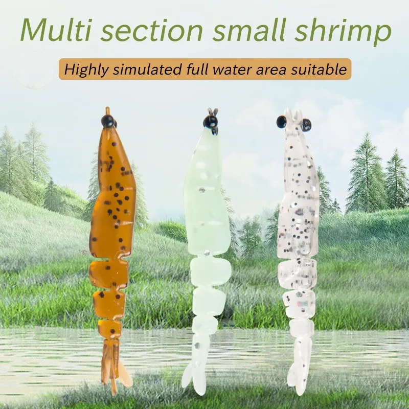 

20pcs/box Luminous Multi Section Soft Shrimp Swimbaits Glowing Fishing Lure 4cm0.45gSoft Fishing Lure Perfect for TrollingSalmon