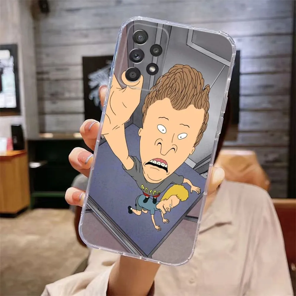 B-Beavis And Butthead Phone Case For Samsung Galaxy A71,70,52,51,40,31,A50,30S,21S,Note20ultra Transparent Cover