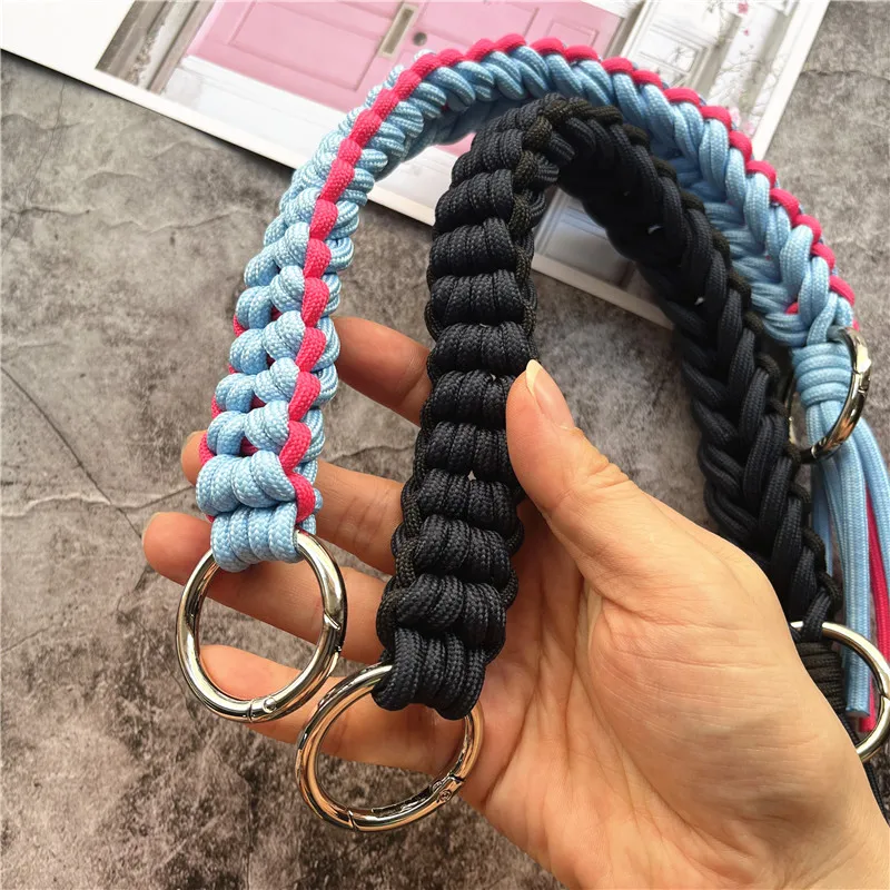 Hand Strap Bag Shoulder Strap Hand Made Custom Lanyard Colorful Cellular String Braided Handbag Accessories Replaceable Rope