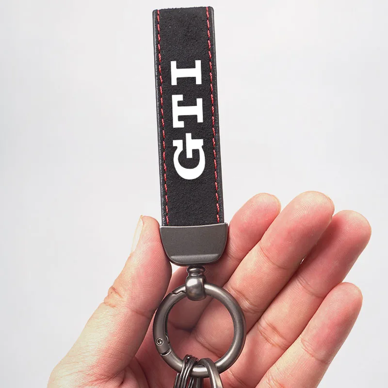 Leather Car Logo Key Chain Keyring Auto Interiors Accessories For Volkswagen VW GTI Rline R Golf Amarok Phaeton Tiguan T-Cross