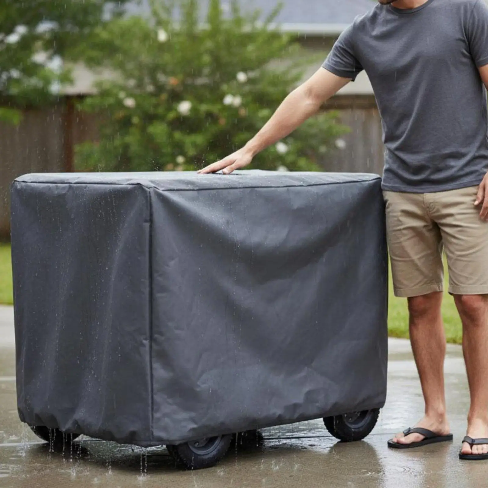 Waterproof and dustproof generator cover made of thick Oxford fabric.