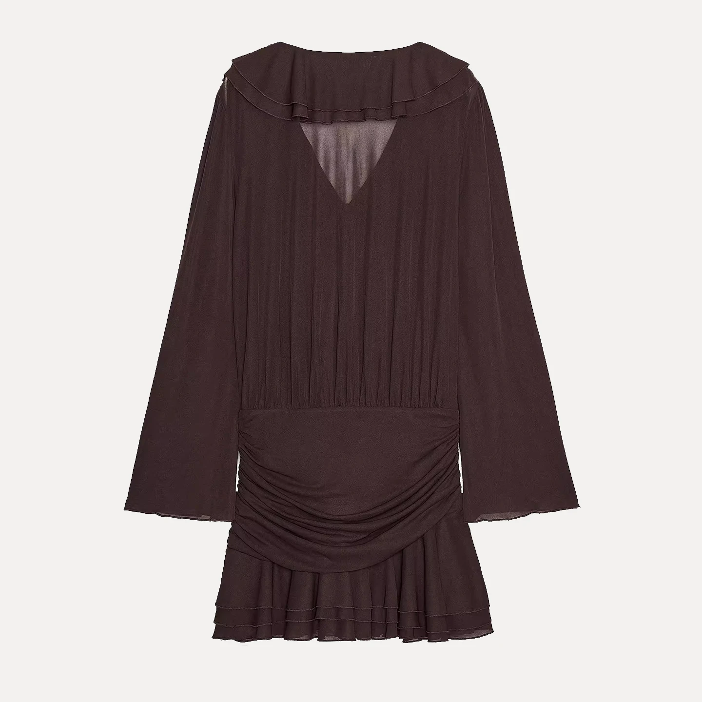 Casual em camadas decorativas feminino dr faionable outono 2025 longo sve v-ne outro material vestido feminino z marca