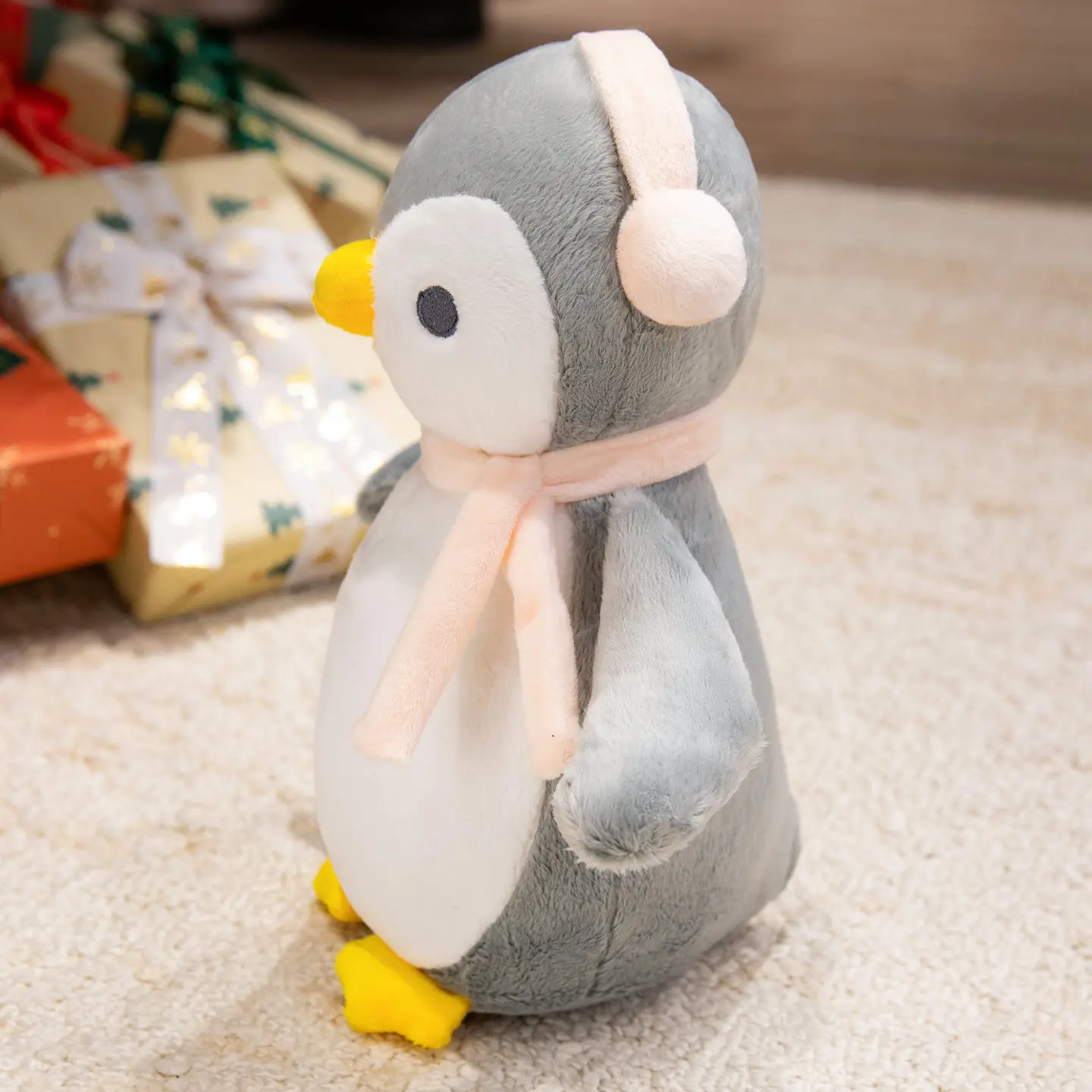 25CM Kawaii Cartoon Simulation Anime Earphones Penguin Stuffed Animal Plush Toy Doll Children's Cute Penguin Handmade Doll Gift