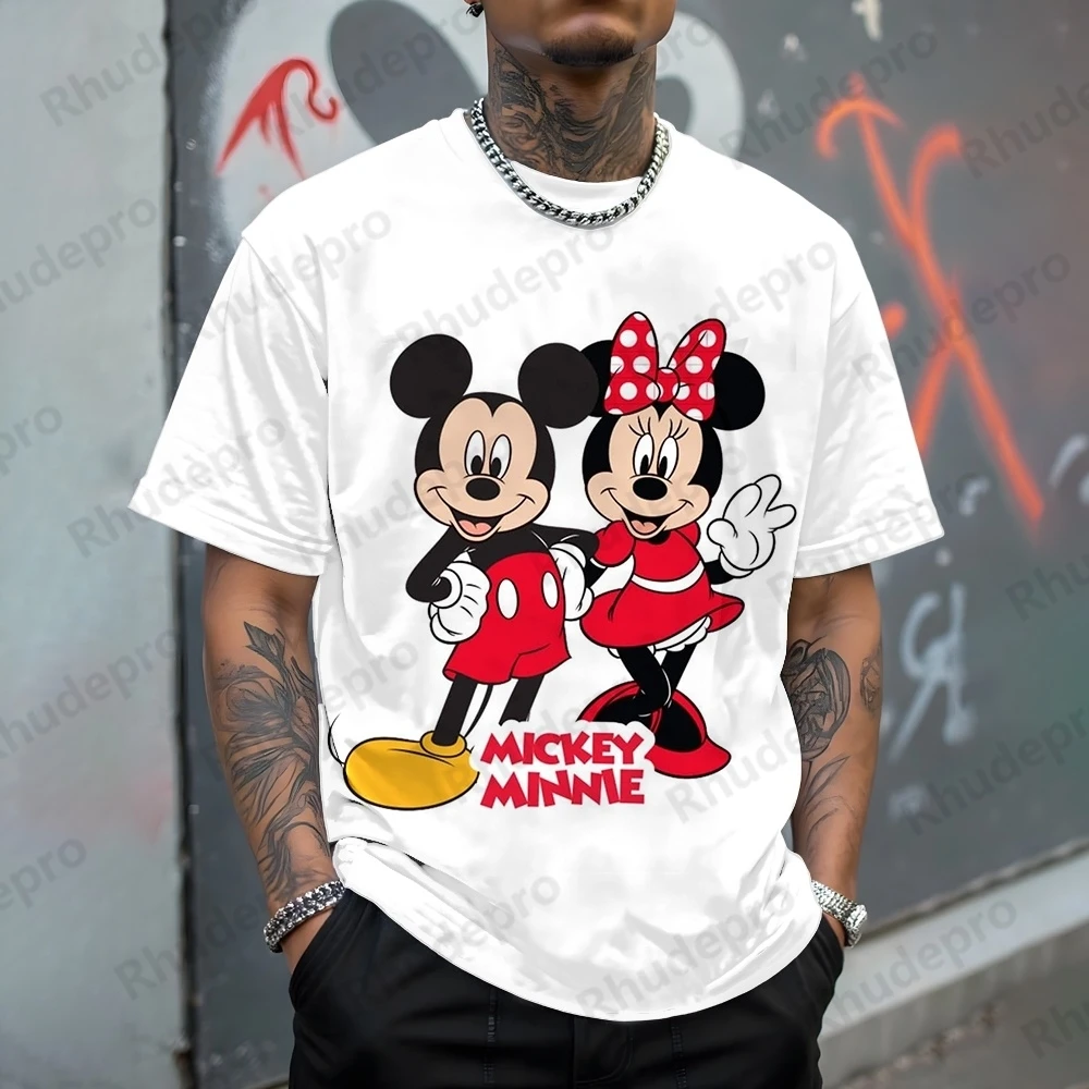 

Disney Mickey Mouse T-Shirt Men Summer Fashion Cartoon Tops Tees Male Harajuku Short Sleeve Clothing Casual Stylish Streetwear