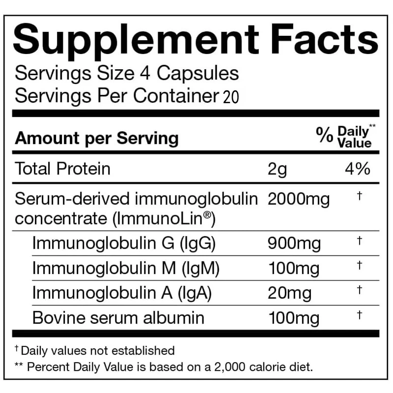Daily Intestinal Cleansing Agent, 60 Capsules, Immunoglobulin G, A, and M (IgG, IGA, IgM)