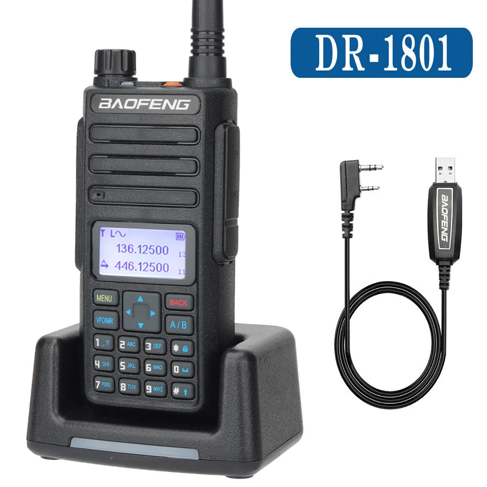 

Baofeng DR-1801UV Tier 1+2 Dual Time Slot Walkie Talkie DM-1801 Updated UV Dual Band 136-174 & 400-470MHz DMR Digital Radio