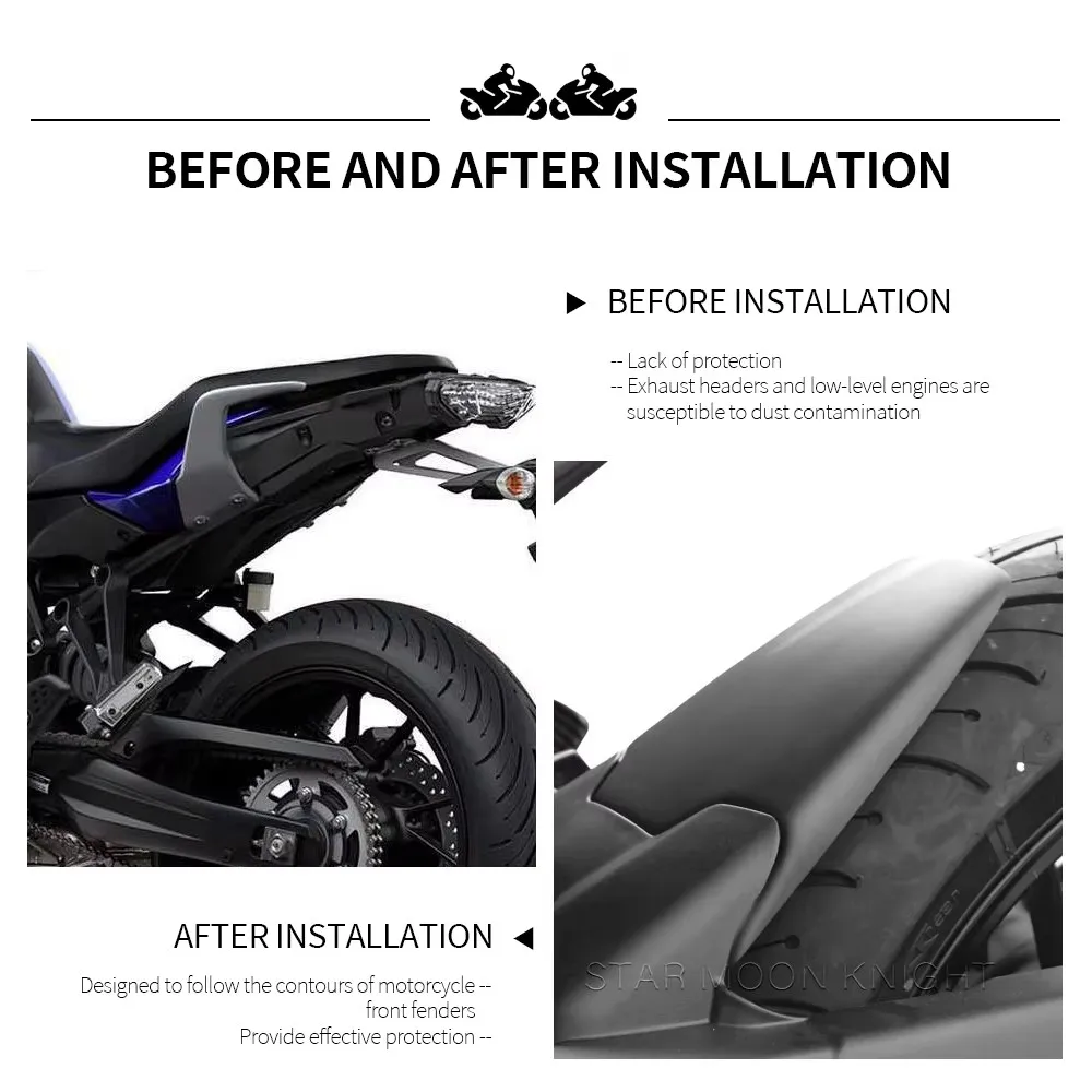 Motorcycle Rear Fender Extender Hugger For Yamaha MT-07 2018-2024 Tracer 7 2021-2024 Tracer 700 2016-2019 Mudguard Splash Guard