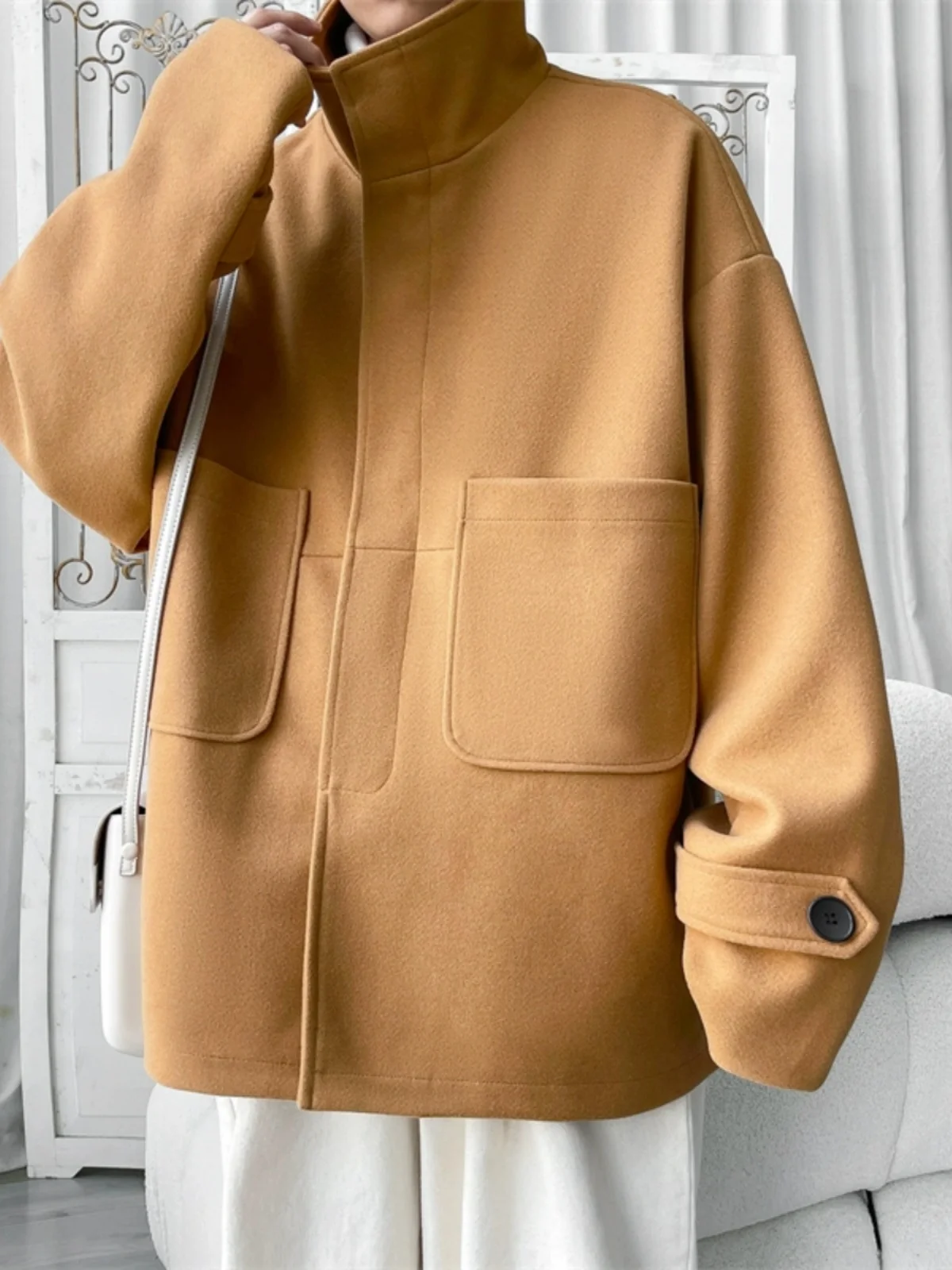 

Винтажное немецкое мужское шерстяное пальто-куртка, осенне-зимняя новинка, японский ретро-стиль, с отложным воротником, верхняя одежда