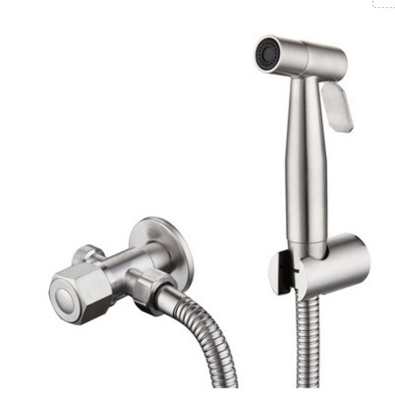 

Портативный ручной распылитель для биде из нержавеющей стали, набор матовых смесителей для унитаза и биде, клапан Shattaf для ванной комнаты, струйный набор, гигиенический душ