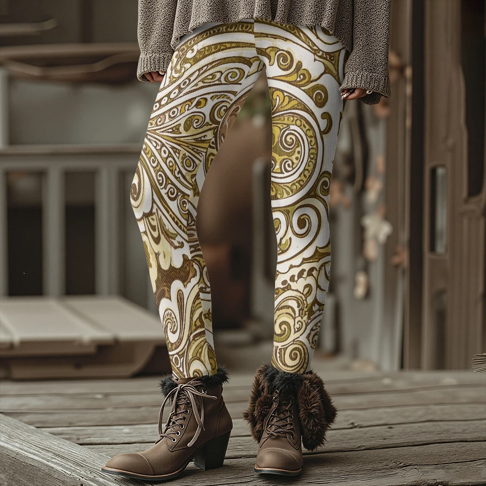 الشتاء الدافئة بيزلي طباعة الحرارية طماق للنساء العرقية بوهو نمط الهبي السراويل الشارع الشهير عادية تمتد الجوارب حجم كبير #6