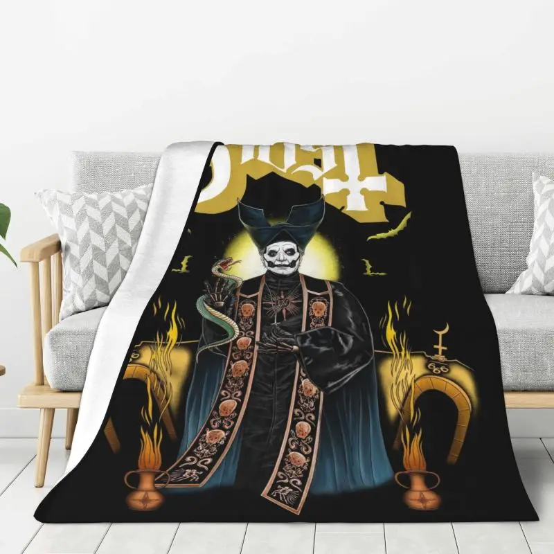 

Custom Ghost Swedish Heavy Metal Rock Band Blankets Warm Flannel Throw Blanket for Bedding Travel Sofa