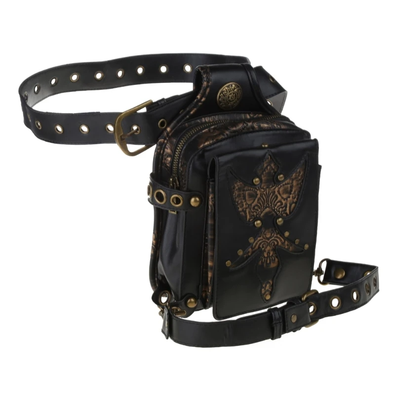 Gothic Waist Bag Fanny Pack Leather Steampunk Leg Bag Crossbody Shoulder Bags