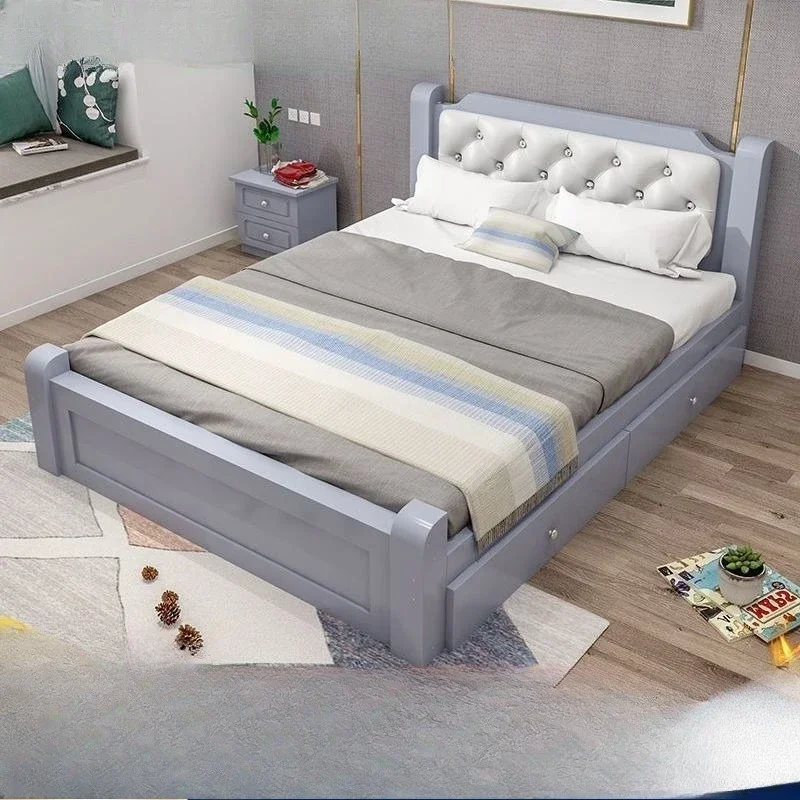 Modern Solid Wood Bed Non-Slip Feet Reliable Performance Space Saving Easy Assembly High Quality Durable Build Long Lasting