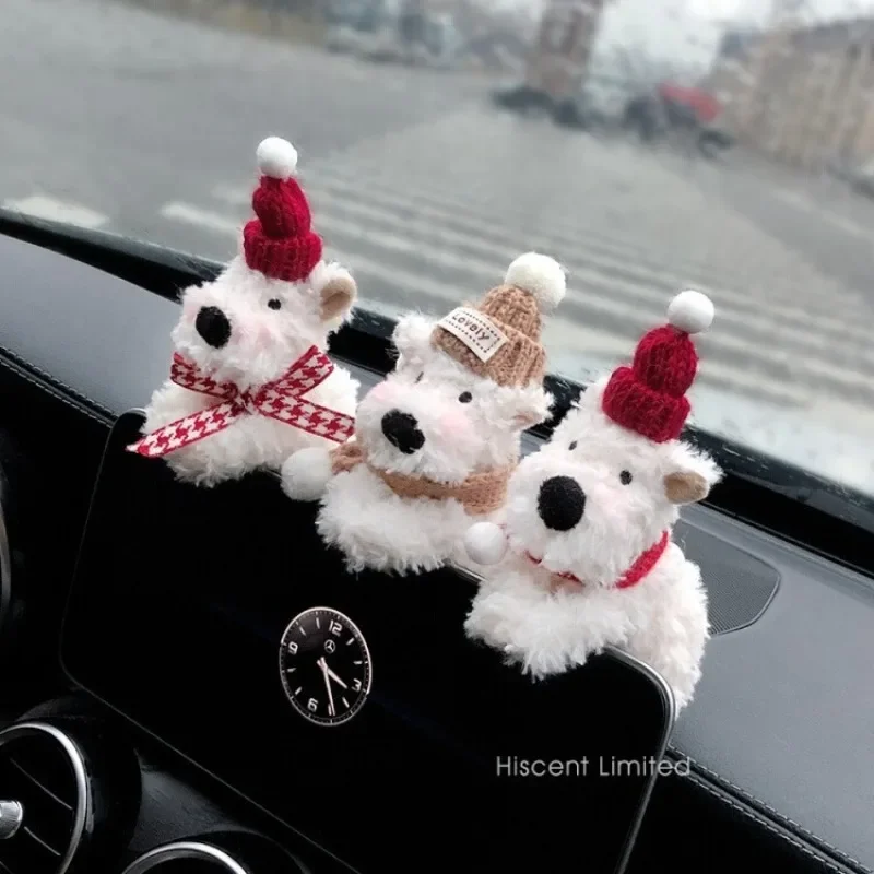 Car Decoration Dolls Plush Puppy Steering Lights Wiper Wye Ornaments Visor Card Clip Gift Plush Puppy Car Interior Accessories