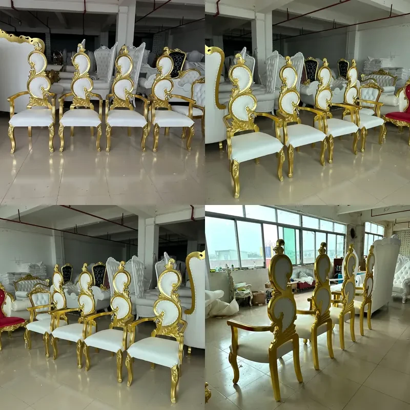 European Solid Wood High Back Armchair for Hotel Lobby Wedding Ceremony Bride Groom Decorative Seating Furniture