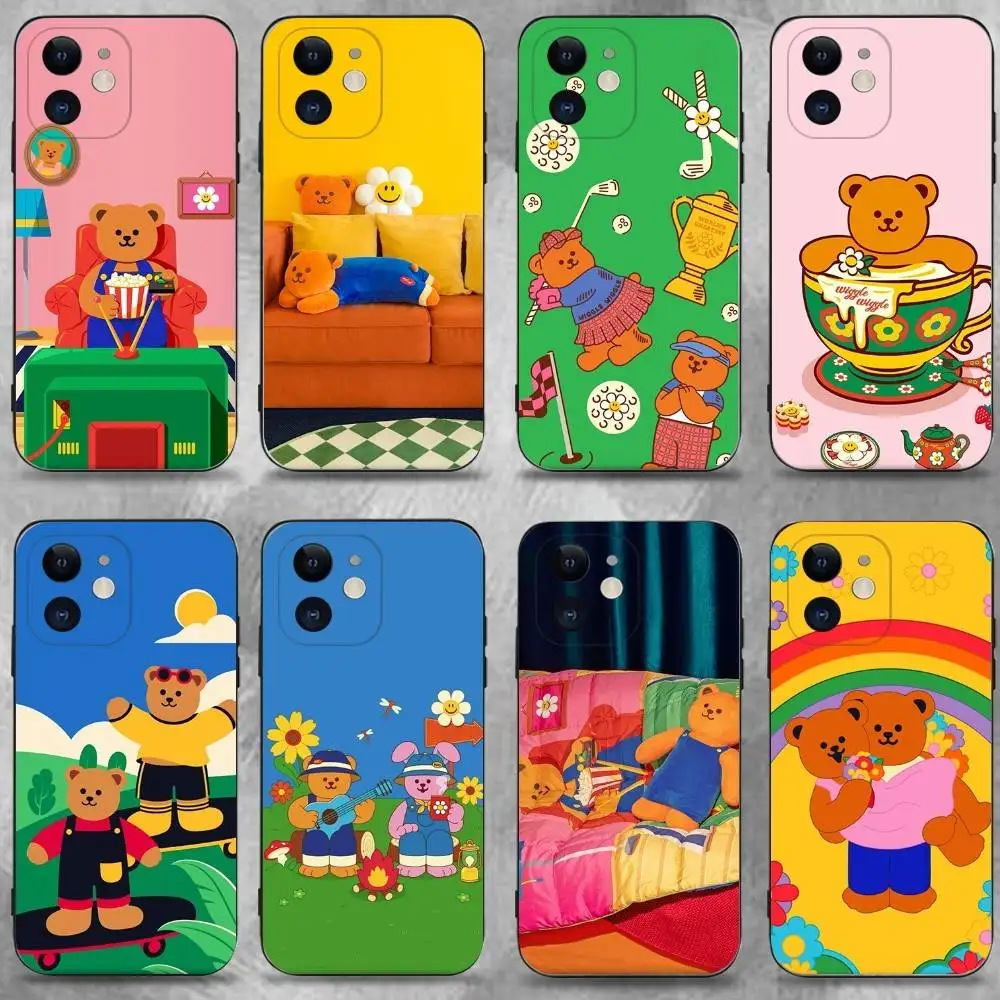 

W-Wiggle C-Cookie Cartoon Phone Case For iPhone 16,15,14,13,12,11 Plus,Pro Max,XS,X,XR,SE,Mini,8,7,Soft Silicone Black Cover