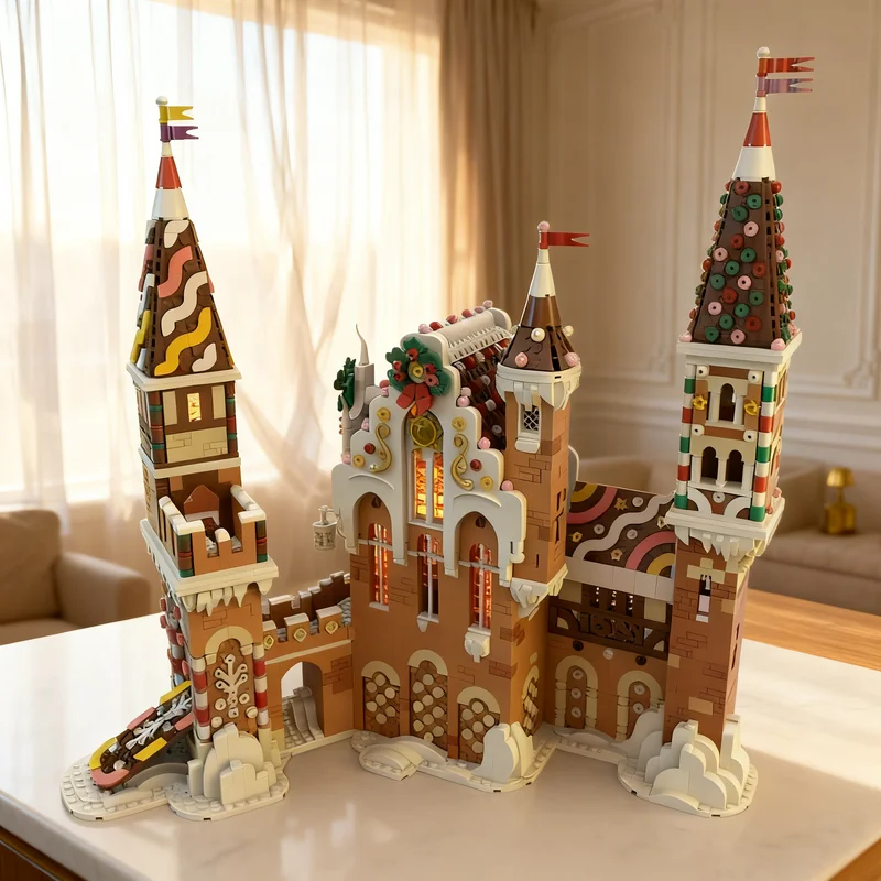 

3971 деталь MOC: Модель пряничного замка, конструктор, креативный подарок, декор для демонстрации, сборная модель премиум-класса для взрослых и детей, игрушка для дома и рабочего стола