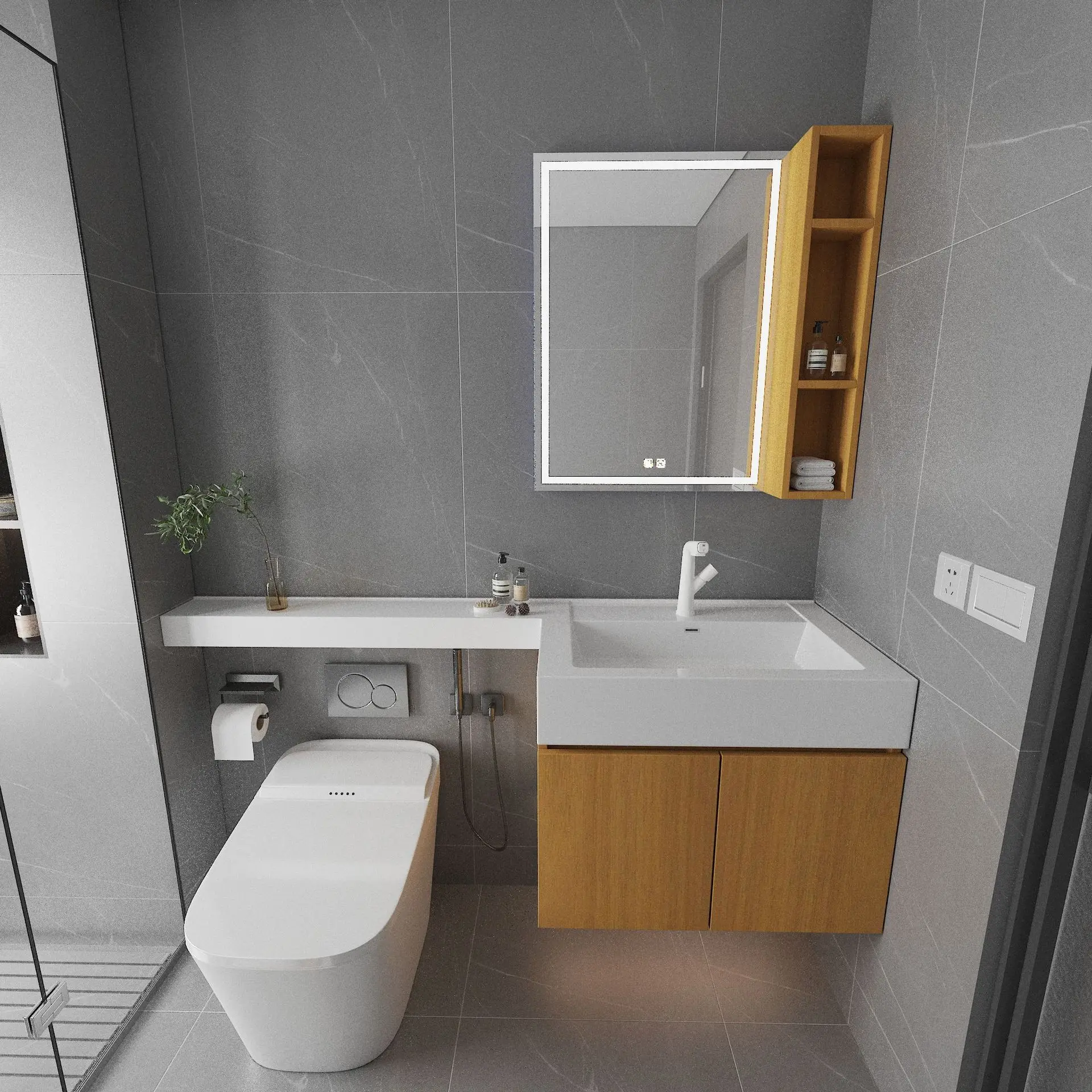 

Artificial stone hanging small bathroom integrated wash basin Microcrystalline stone gel clothes basin extended countertop wash