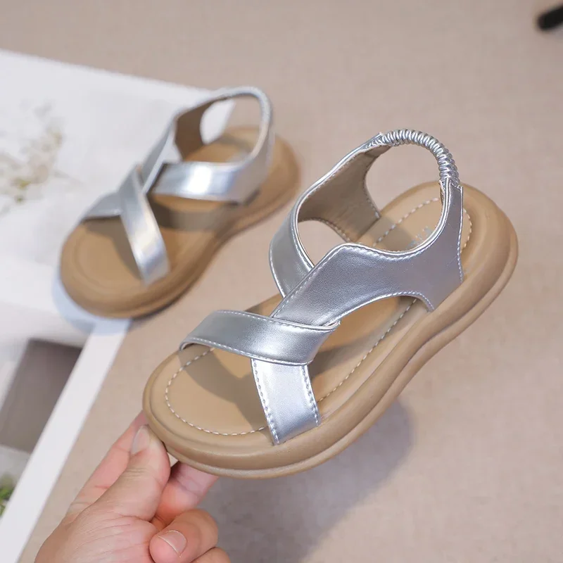 بسيطة جديدة للأطفال الصيف الجوف التدريجي الصنادل سميكة القاع الفتيات السببية المفتوحة تو الصنادل موضة الأطفال مدرسة صنادل طراز جلاديتور #3