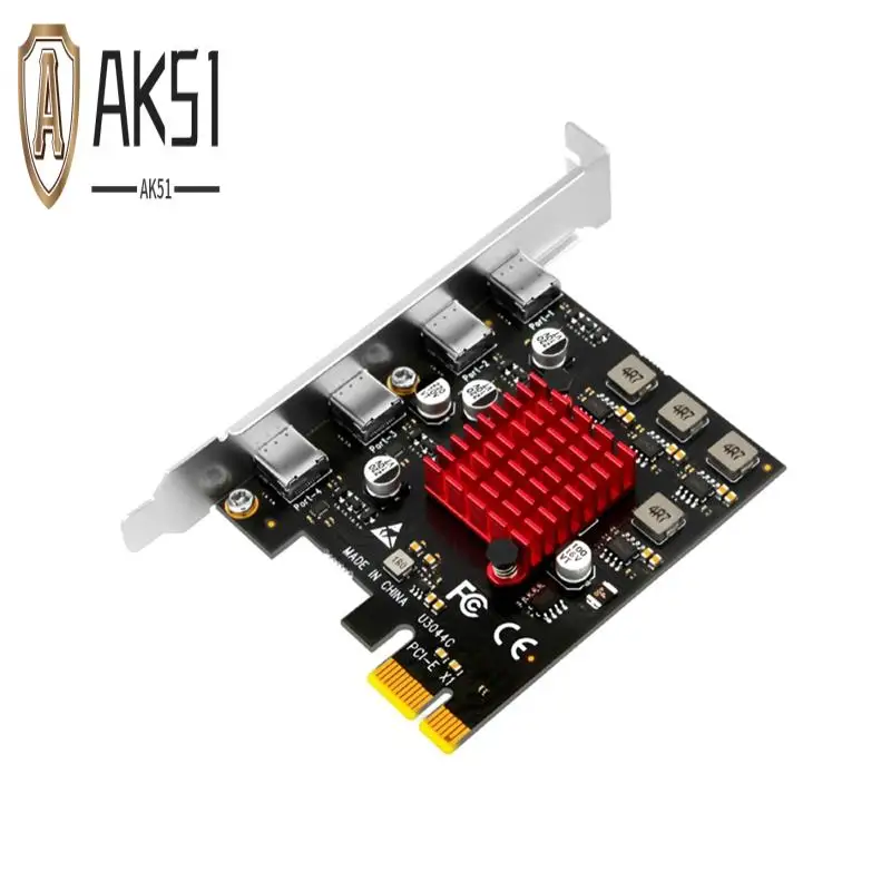 

AK51-Desktop Плата расширения PCI-E к USB3.0 5 Гбит/с, 4-портовая карта адаптера Type-C Карта расширения USB3.2 Быстрая зарядка