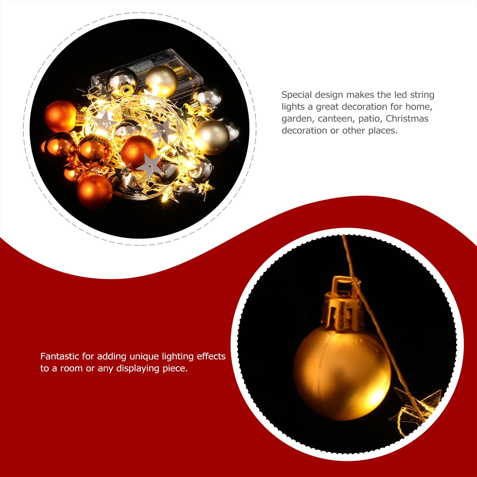 1 pièces boule de noël cloche chaîne lumière 20 LED Durable sûr suspendus lumières arbre de noël décorations murales fête LED chaîne