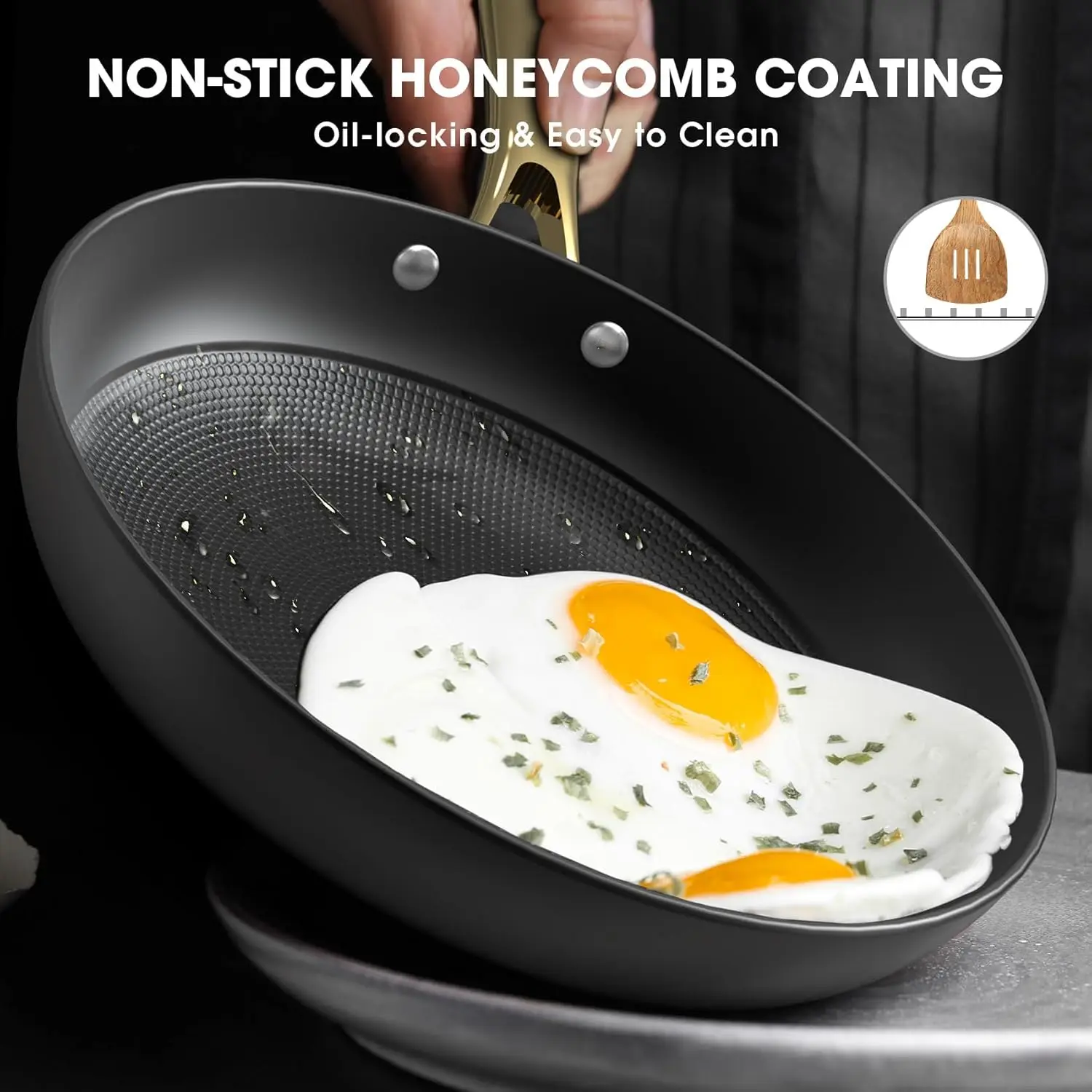 Frying Pan - 8 Inch Non Stick Frying Pan, Long Lasting Cast Iron Skillet Nonstick Pan, Honeycomb Nonstick Frying Pan