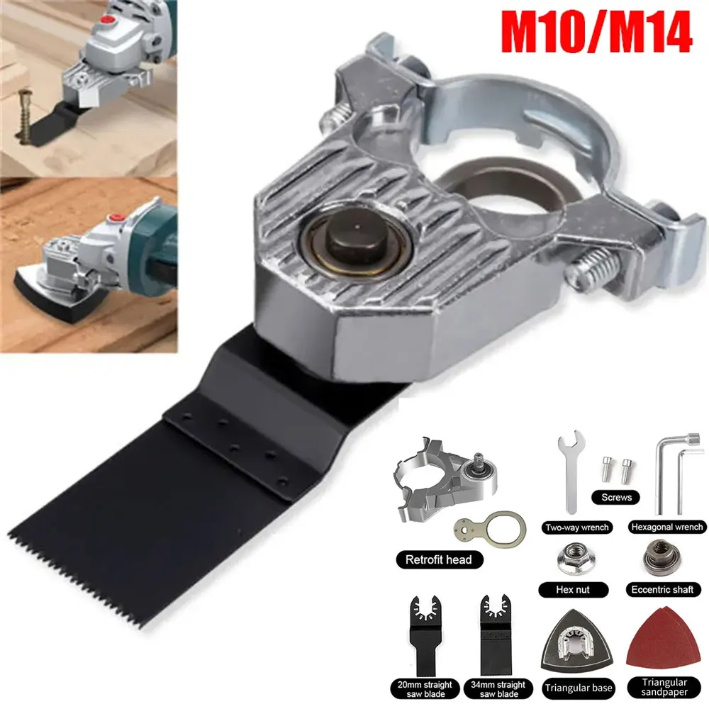 

M10 M14 Angle Grinder Converter Oscillating Tool Adapter Head Set Hand Mill Wood Cutting Open Hole Sanding Polishing Grinder Kit