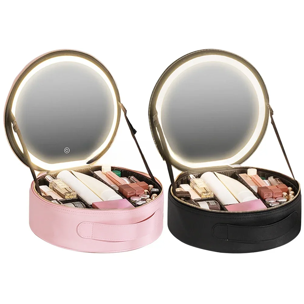 

PU Cosmetic Bag with USB Rechargeable Battery, Multifunctional Toiletries Organizer, Aesthetic Cosmetic Bag, 2000 mAh
