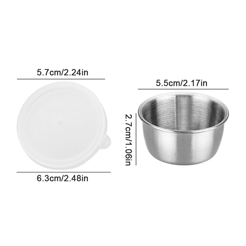 1/6pcs 40ML Salad Dressing Container Sauce Dishes Portable Stainless Steel Small Sauce Cup With Leakproof Lids Dipping Cups view 6