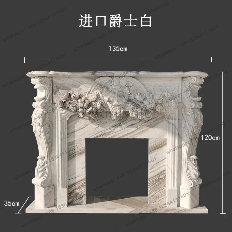 yj21 Marble fireplace natural stone fireplace European carved jazz white stone fireplace cabinet