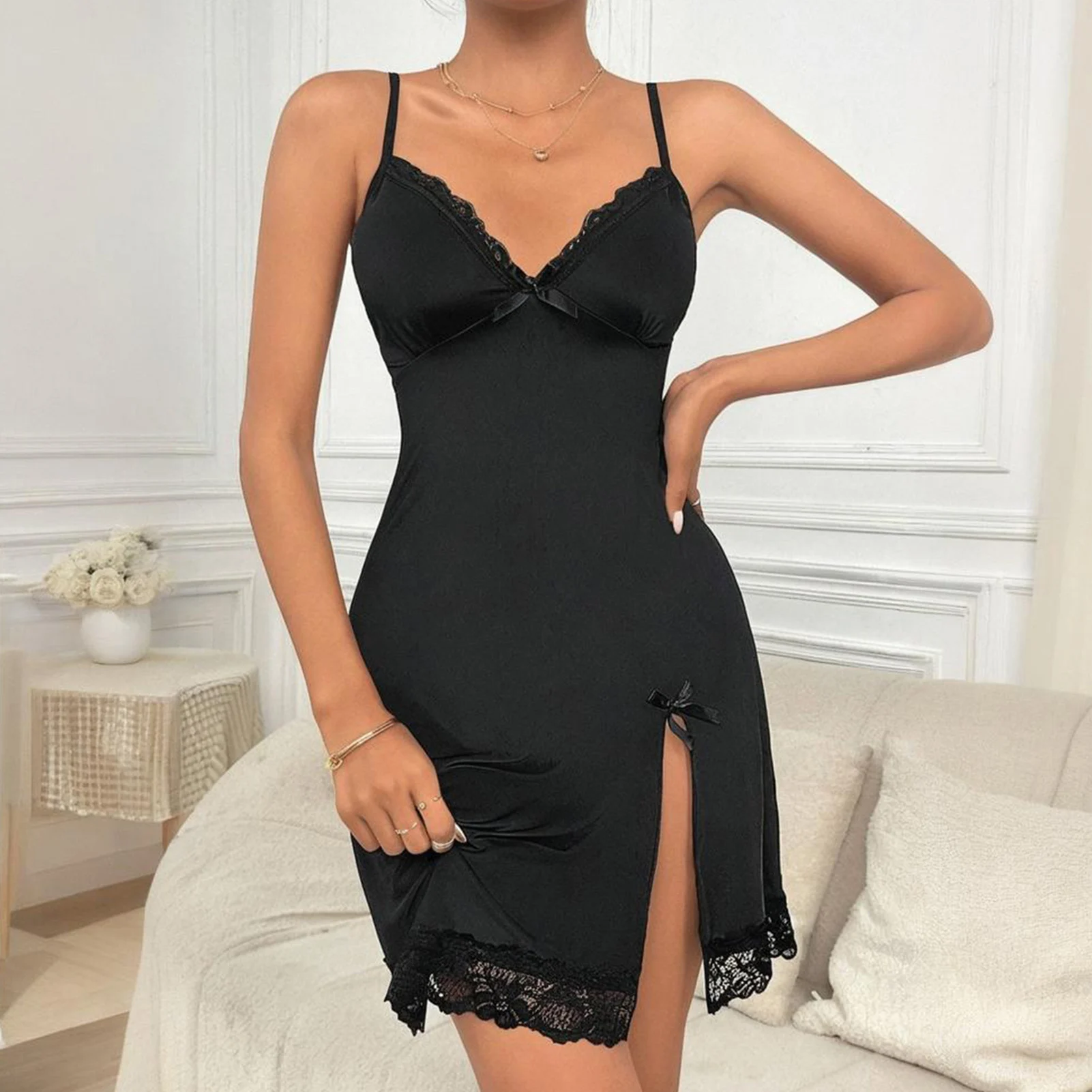 Pijamas camisola para mulheres sexy verão mini pijamas cor sólida sem mangas casa wear dia dos namorados sexy vestido curto