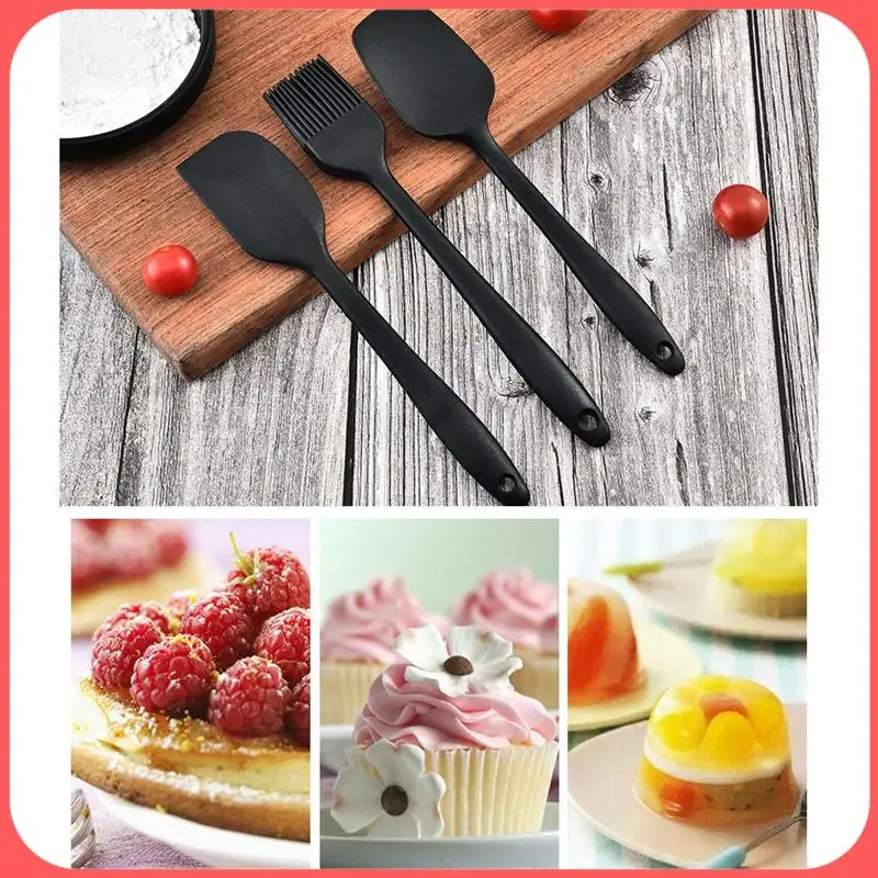 

AA89-Silicone Spatula 3 Piece Set Cake Spatula Oil Brush Silicone Kitchenware Set Cake Spatula Oil Brush Baking Tool Set