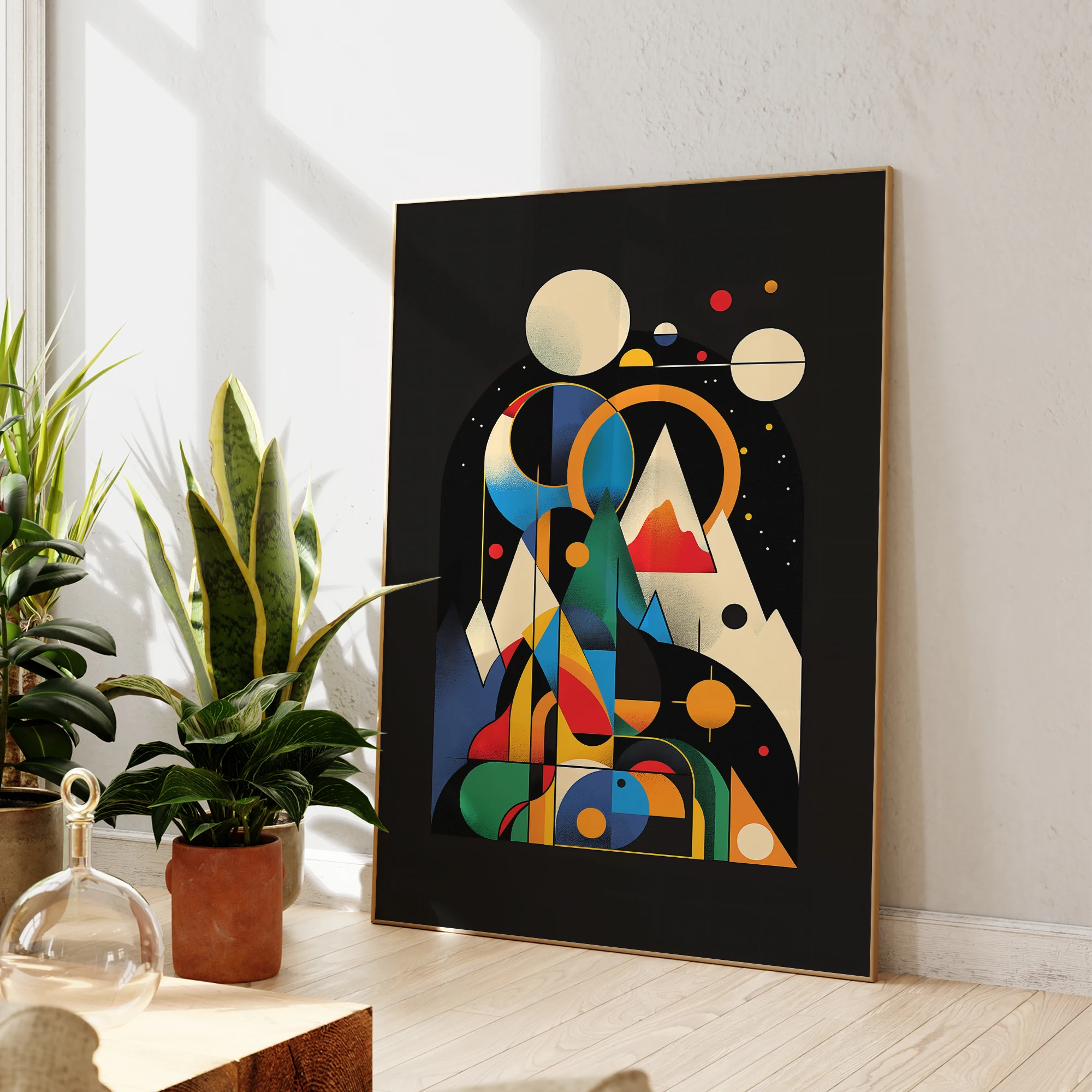 Modern Abstract Geometry Bauhaus Mountain Wall Art Canvas Pa