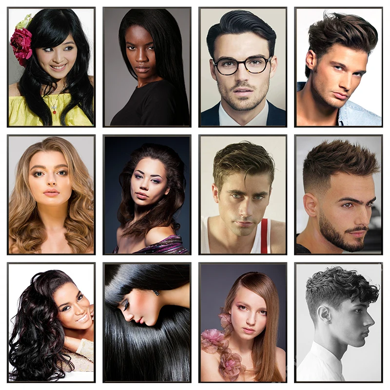 Hair Hairdressing Art Posters Men and Woman Hairstyle Model Hairdresser Barber Shop Canvas Painting Wall Art Picture Salon Decor