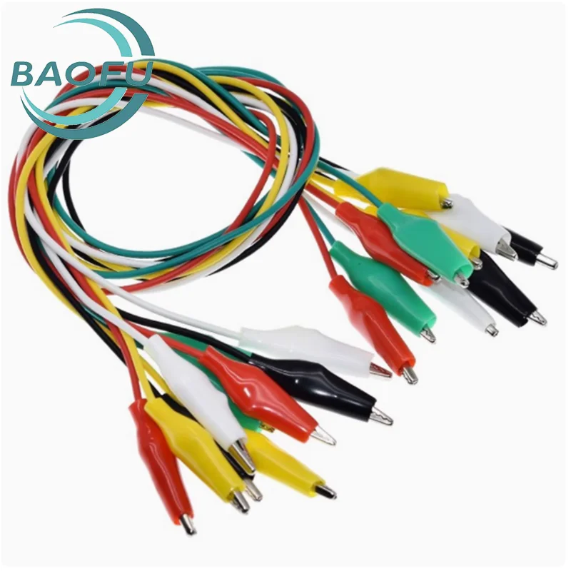 

10pcs 50cm Jumper Wire Test Leads Alligator Clips 28mm Small 35mm Medium 45mm Large