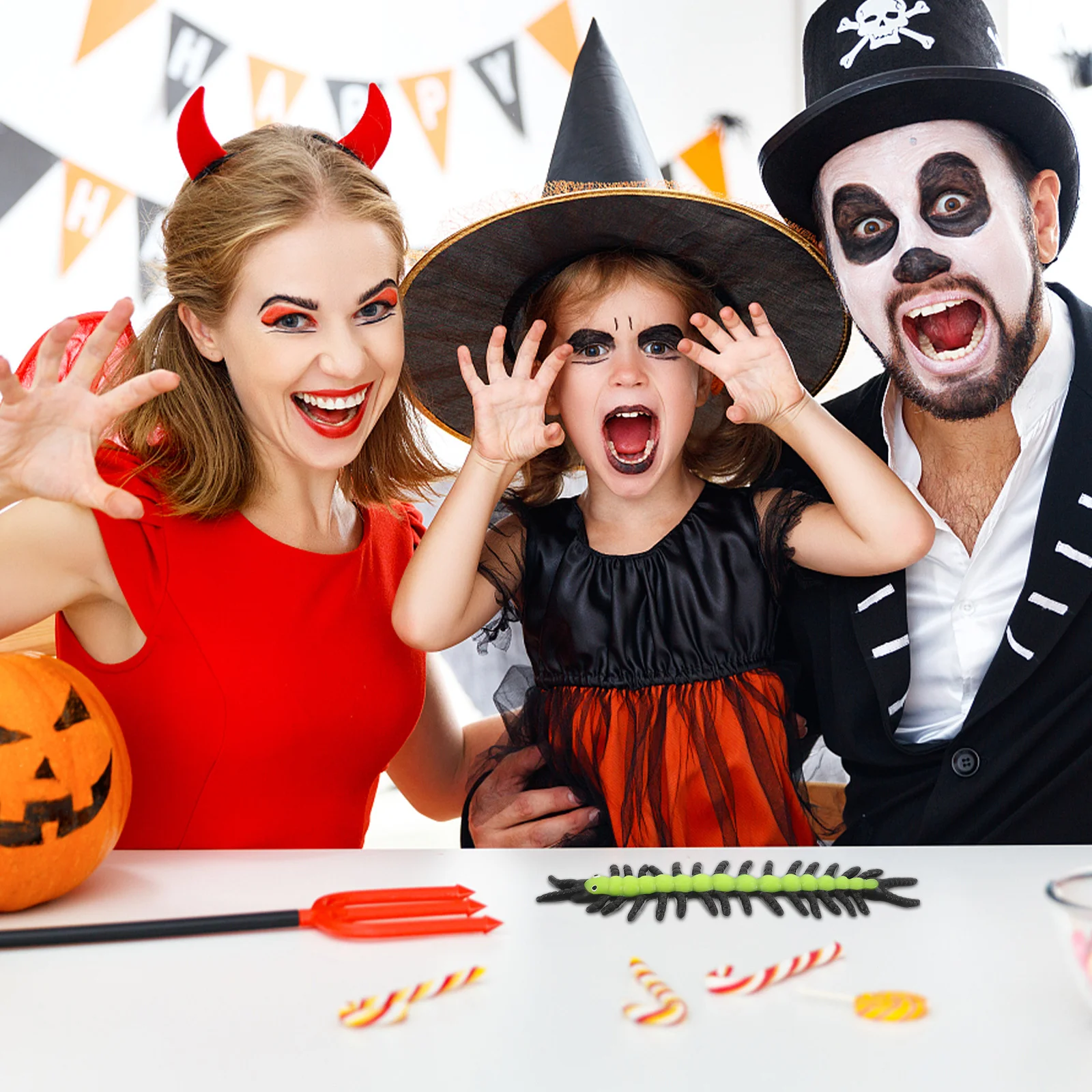 12 pçs simulação de halloween centopéia flexível elástico assustador falso inseto brincadeira adereços festa favores alívio do estresse