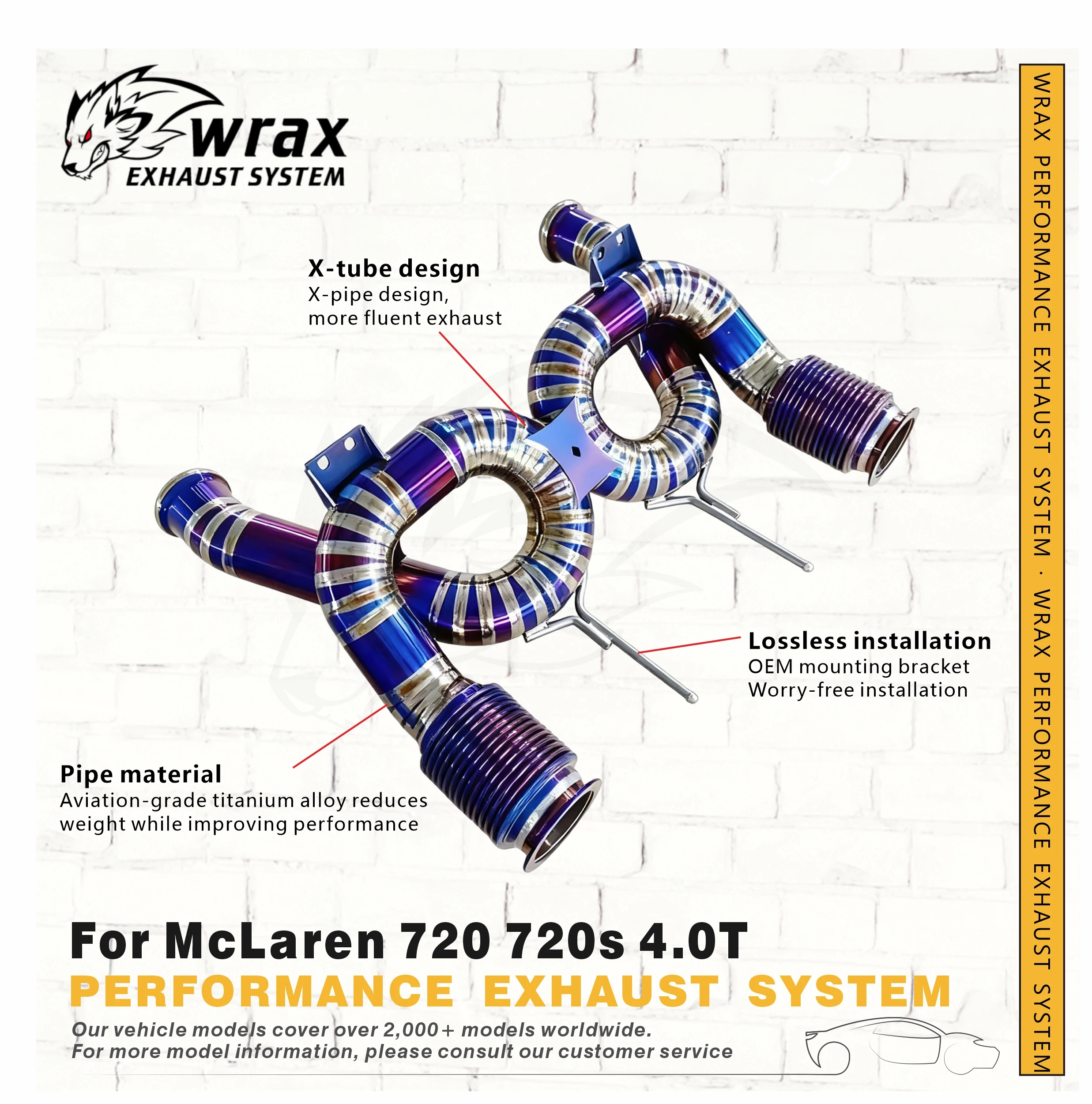 

WRAX Performance Titanium Alloy Catback for McLaren 720 720s 4.0T X-tube design High Flow Exhaust System with no Cat