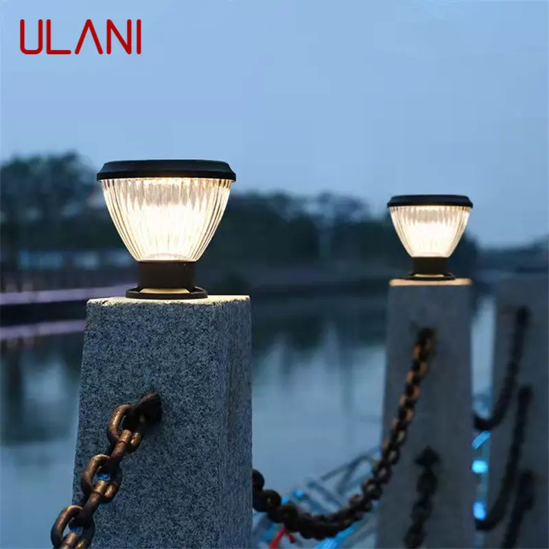 ULANI-Outdoor Vintage Solar Post Lamp, luz da coluna, impermeável, Contemporâneo, LED, Vintage, Pátio, Jardim, Villa, Varanda