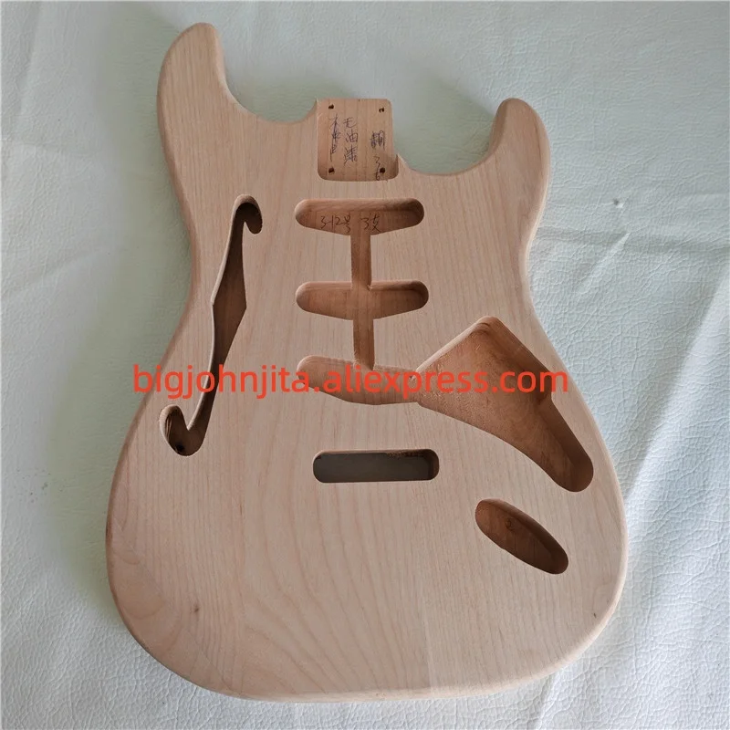 

No Paint Single Wave Electric Guitar Body,3S Route F Hole Alder Body Fit For ST 6 Strings Electric Guitar BJ560
