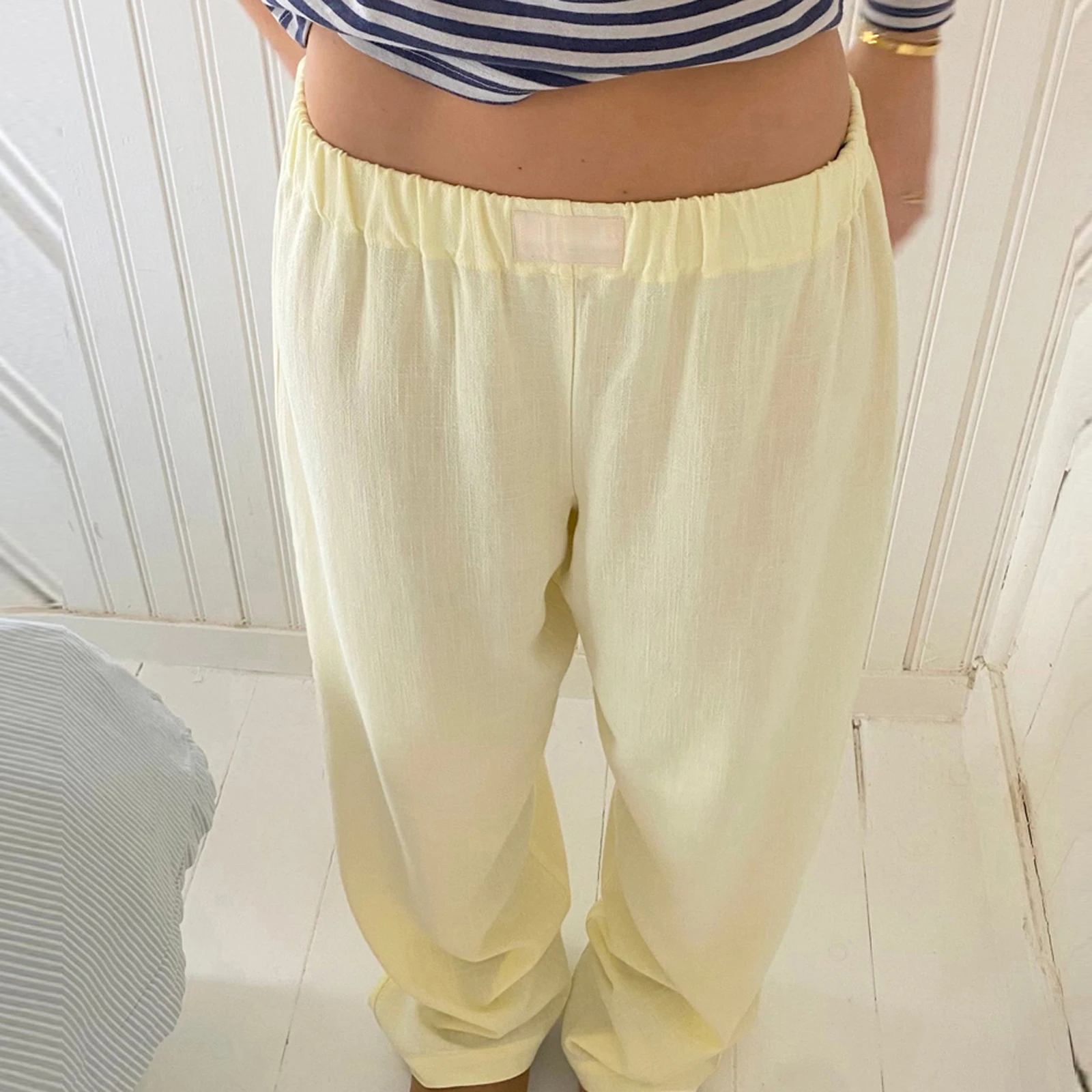

Women's Aesthetic Casual Pants, Elastic Waist Solid Color Loose Casual Pants Sweatpants Daily Street Wear