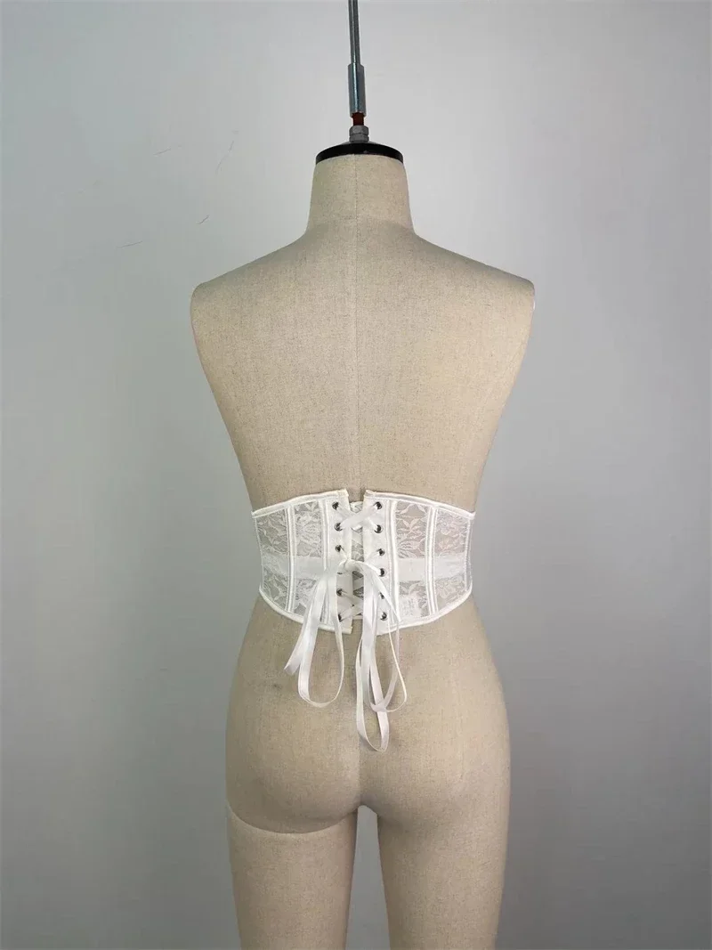 Cintura trainer bustiers cinto de emagrecimento para mulheres sexy rendas até corpo shaper curto torso underbust espartilho preto branco