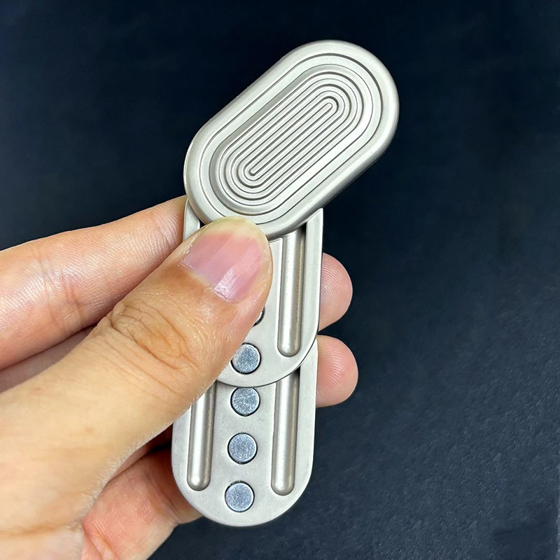 Rotating Magnetic Push Card Slider Pushing Plate EDC Metal Fingertip Gyro Sensory Fidgeting Toy Stress Relief Anti Anxiety Adult