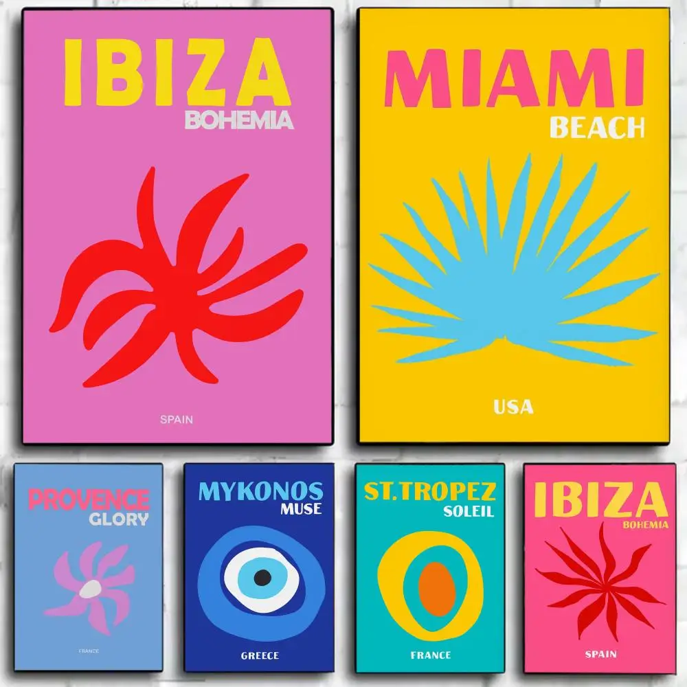 Affiche colorée Miami Bondi Amalfi, impression d'art mural, peinture murale décorative, décoration de la maison, cadeau non encadré