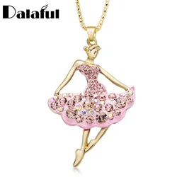 Novelty Ballet Ballerina Dancer Girl Long Necklaces & beautiful Pendants Souvenir Gift Women Crystal Jewelry X606