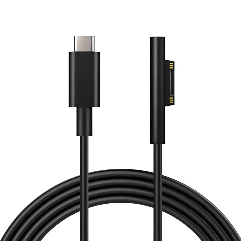 Kabel pengisian daya USB-C 15V/3A, kompatibel dengan Surface Pro 7/6/5/4/3 Go3/2/1 Laptop4/3/2/1 kabel pengisian daya melalui pengisi daya PD 45W