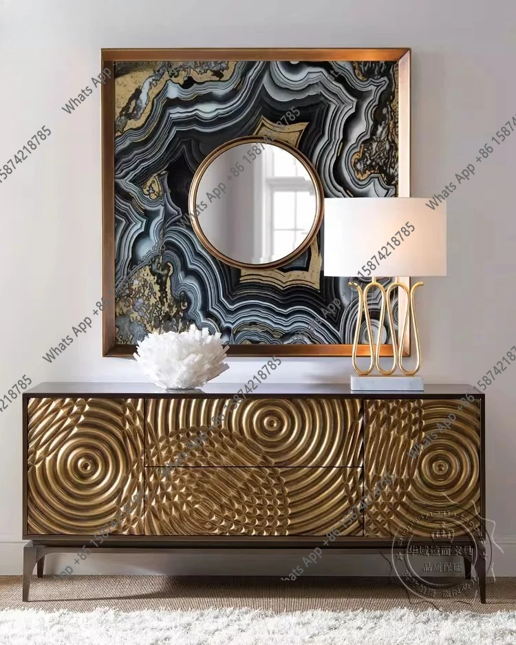 

Neoclassical Solid Wood Porch Cabinet Carved Decorative Cabinet Foyer Cabinet Postmodern Locker with Drawers Model Room