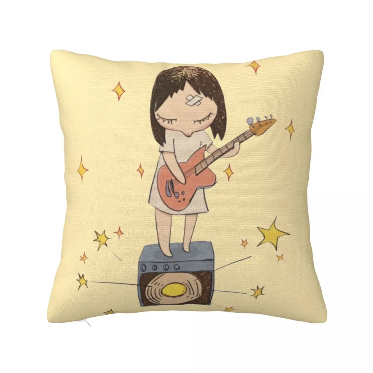 Decorative Pillowcase Yoshitomo Nara Playing Guitar Accessories Sofa Pillow Case Cover Zipper Multi-Size Wholesale