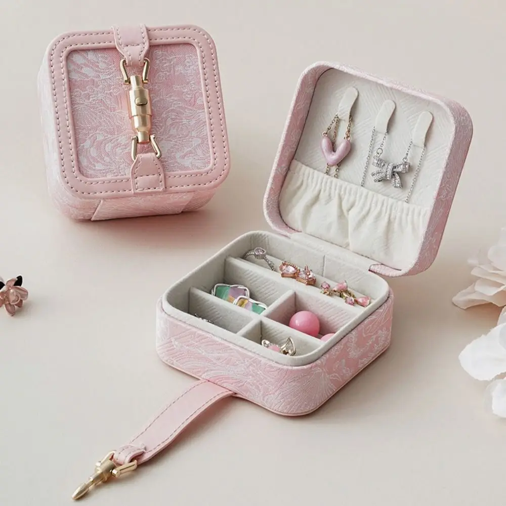

Embroidery Jewelry Packing Box Flower Large Capacity Jewelry Storage Case Necklace Earrings Organizer Jewelry Display Box Gift