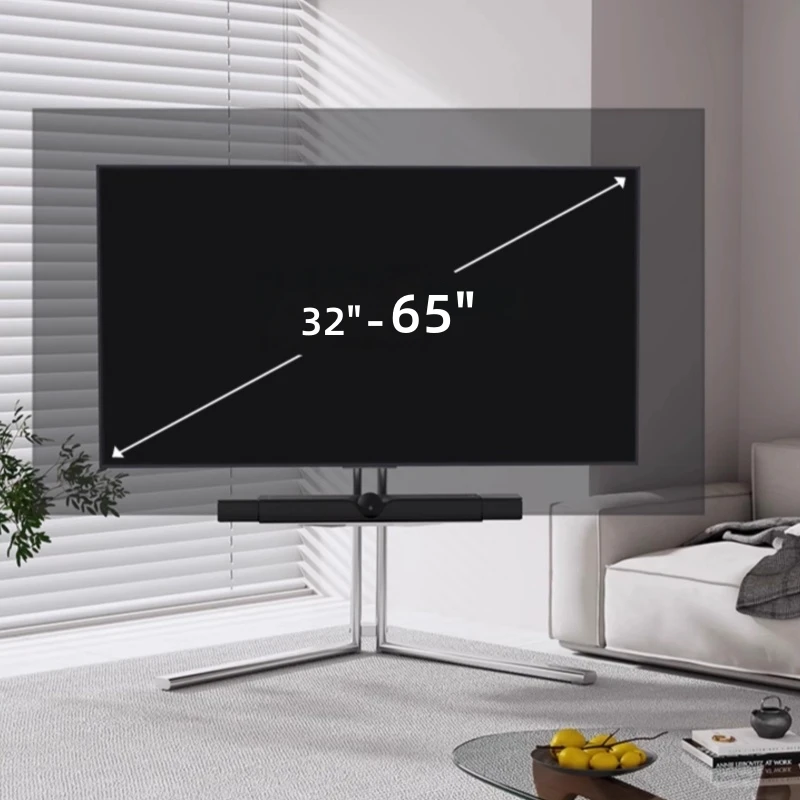 Modern Original Stainless Steel TV Trolley Mobile Floor TV Base Stand with Minimalist Art Style for 32-65 Inch Screen Display