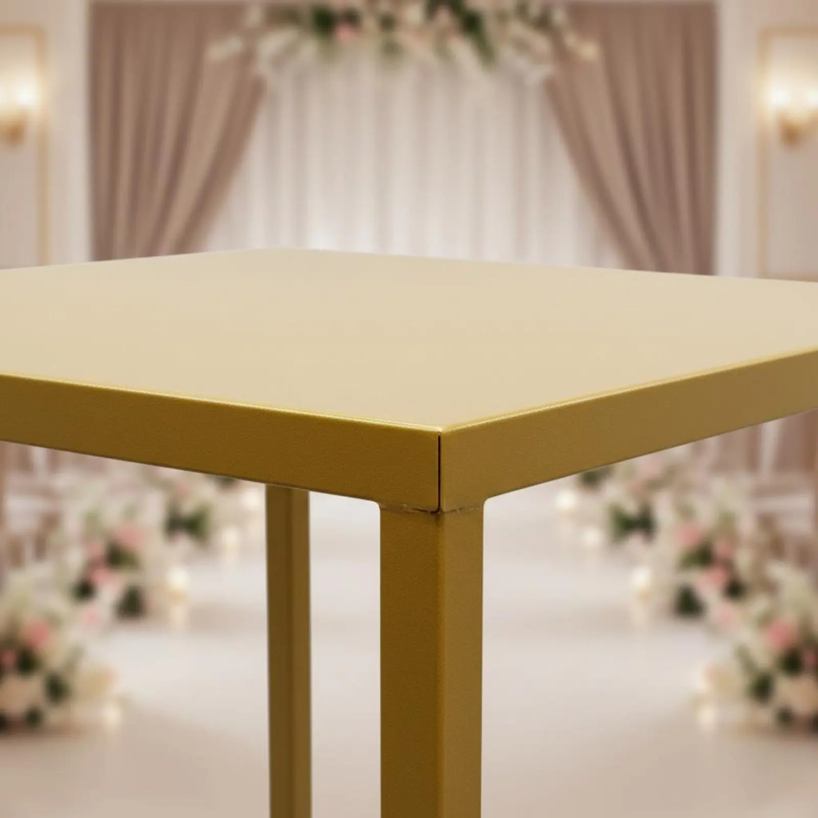 Wedding Aisle Floor Stand Golden Finish Geometric Column Display Stand Square Display Riser Versatile Metal Frame Riser Reusable